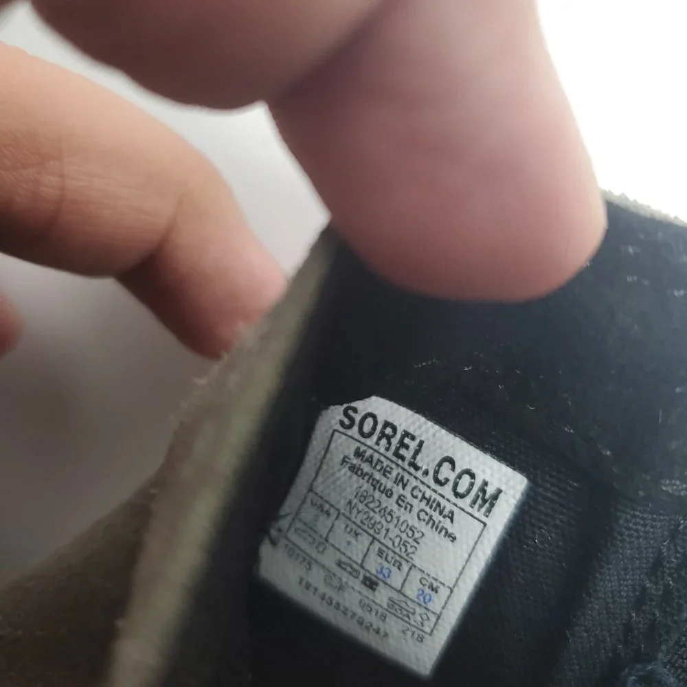 Sorel‎ Girl's Olive Green Joan Of Arctic Leather Winter Chelsea Boot Size 3